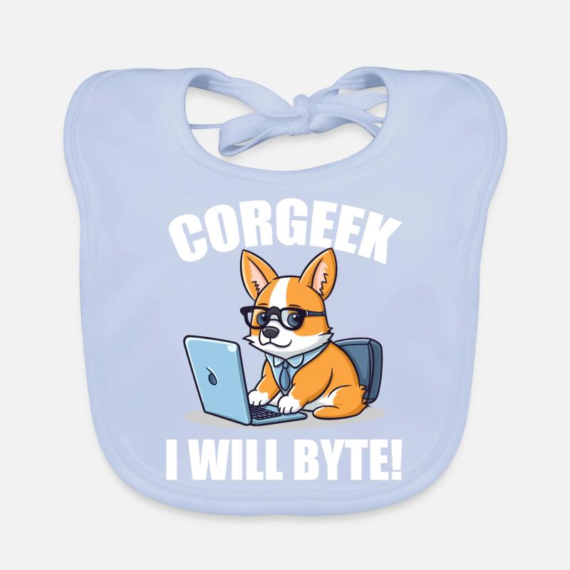Corgi mit Brille I Will Byte Computerfreak Corgeek Baby Bio-Lätzchen