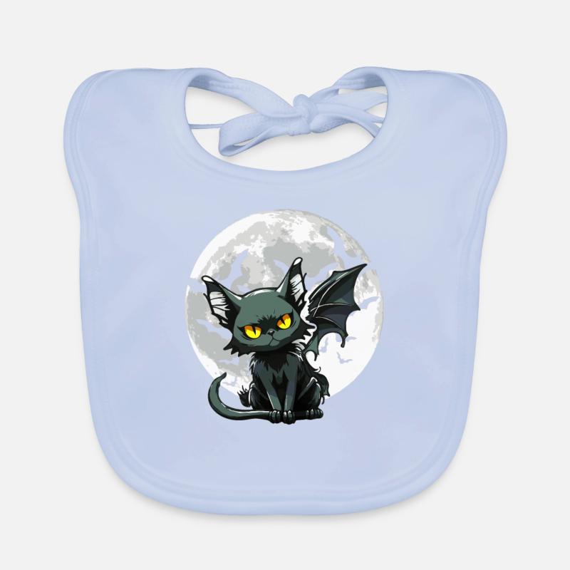 Black Cat Bat - Goth Gothic Organic Baby Bibs