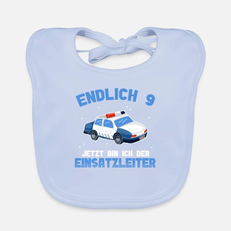 Polizei 9. Geburtstag Junge Polizei Einsatzleiter Baby Bio-Lätzchen