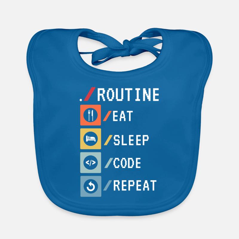 Routine Eat Sleep Code Repeat Developer Coder Bavoir bio Bébé