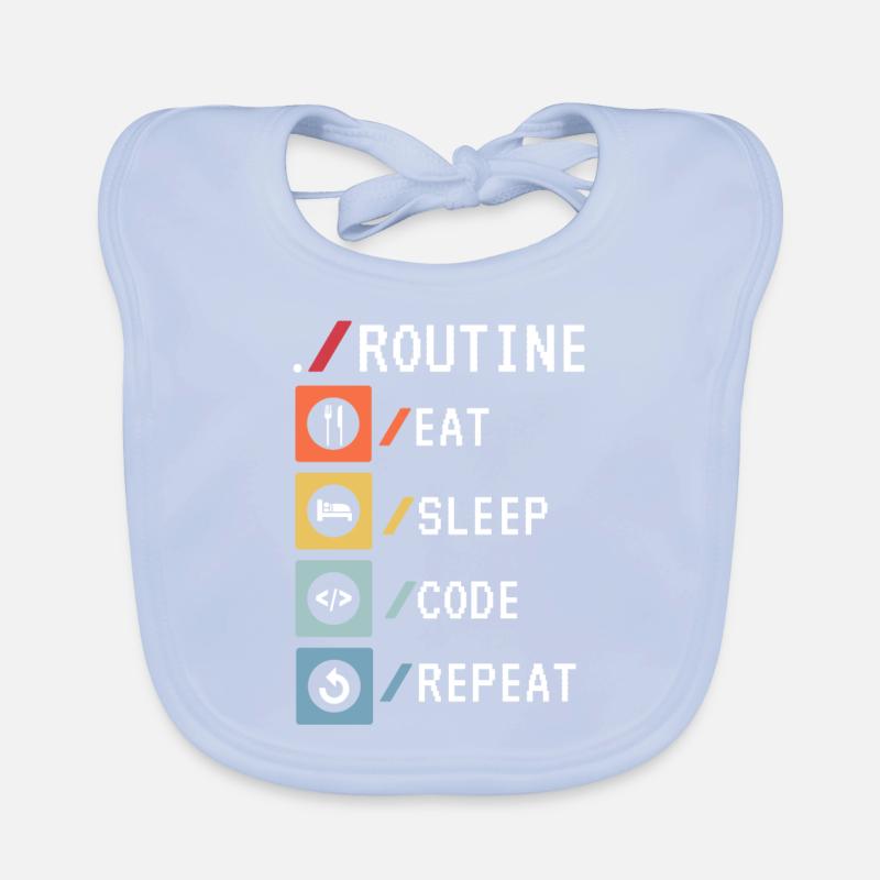 Routine Eat Sleep Code Repeat Developer Coder Bavoir bio Bébé