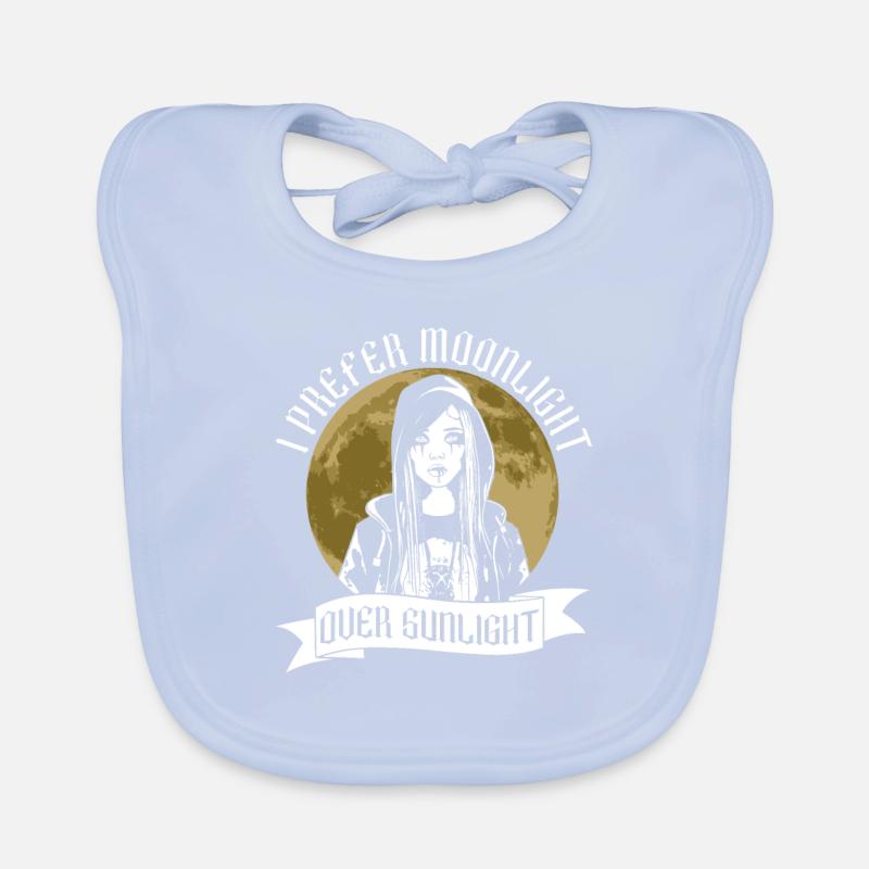 Moonlight before sunlight - Moontan Gothic Goth Organic Baby Bibs