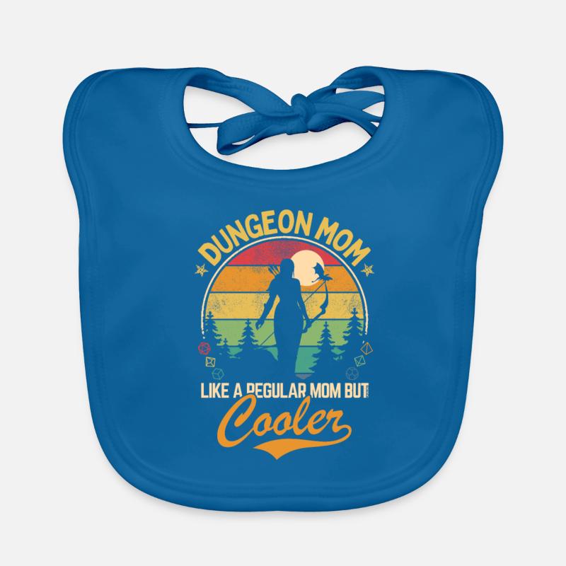 Donjon Mom - Comme une mère normale mais plus cool - Bavoir bio Bébé - bleu paon