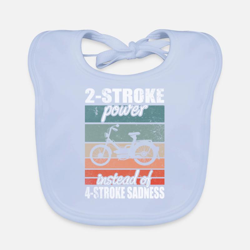 2 Stroke Power 4 Stroke Sadness Vintage Moped Moped Organic Baby Bibs