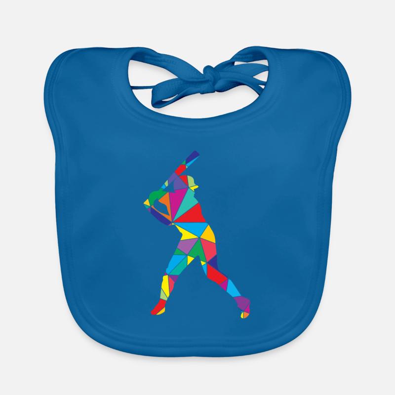 Low Poly Pitcher Schläger Polygon Baseball - Baby Bio-Lätzchen - Pfauenblau