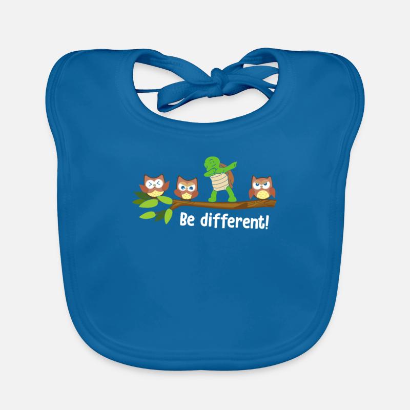 Be Different Dabbing Schildkröte - Baby Bio-Lätzchen - Pfauenblau