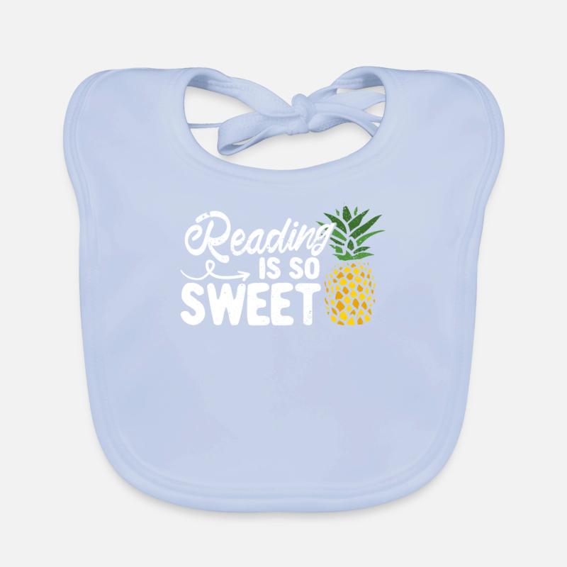Reading is so cute book lover pineapple reader teacher Organic Baby Bibs