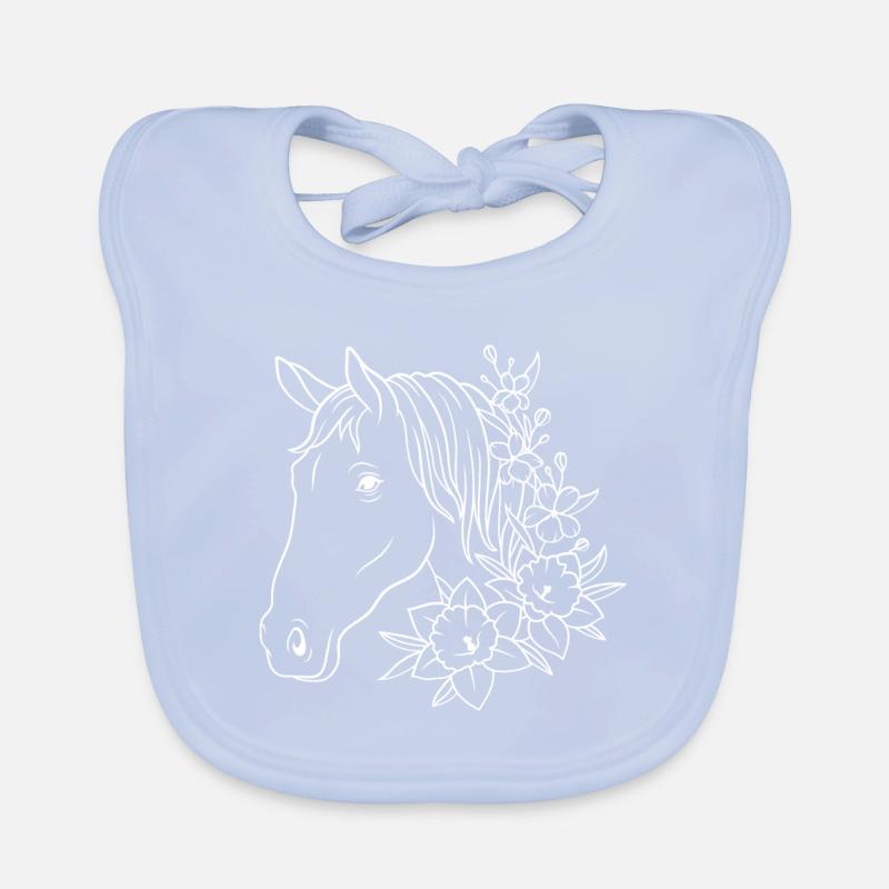 Cheval avec des fleurs Bavoir bio Bébé