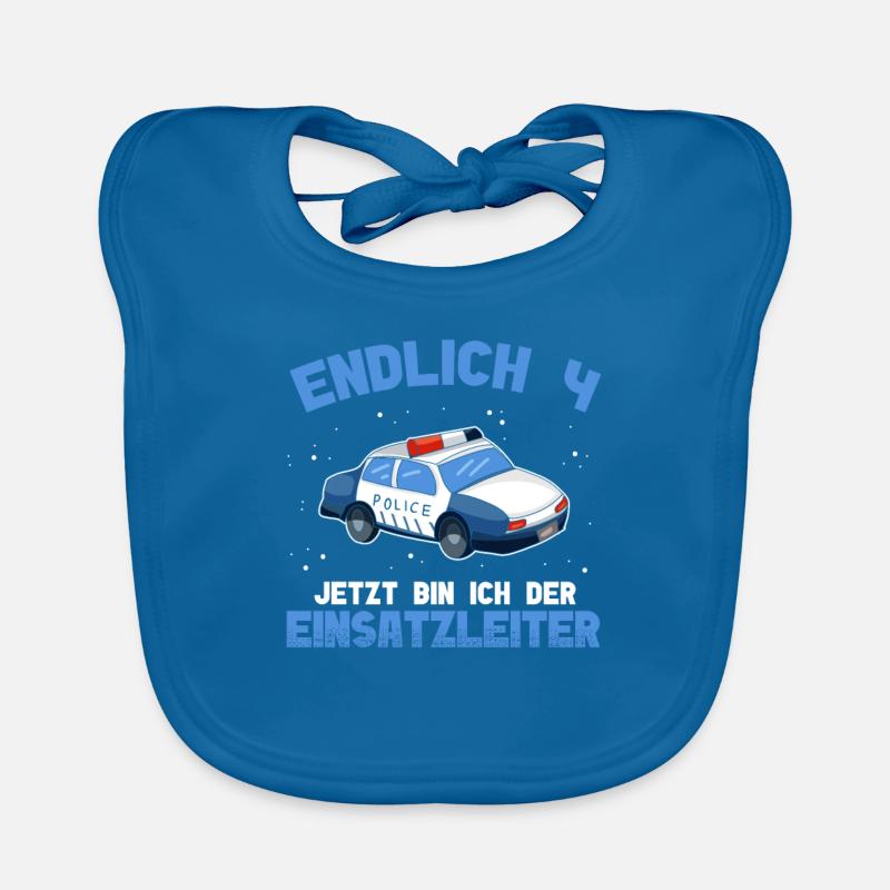 4. Geburtstag Junge Polizei Einsatzleiter Baby Bio-Lätzchen