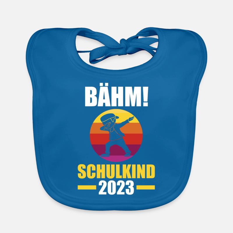 Schulkind 2023 Schulbeginn Einschulung - Baby Bio-Lätzchen - Pfauenblau