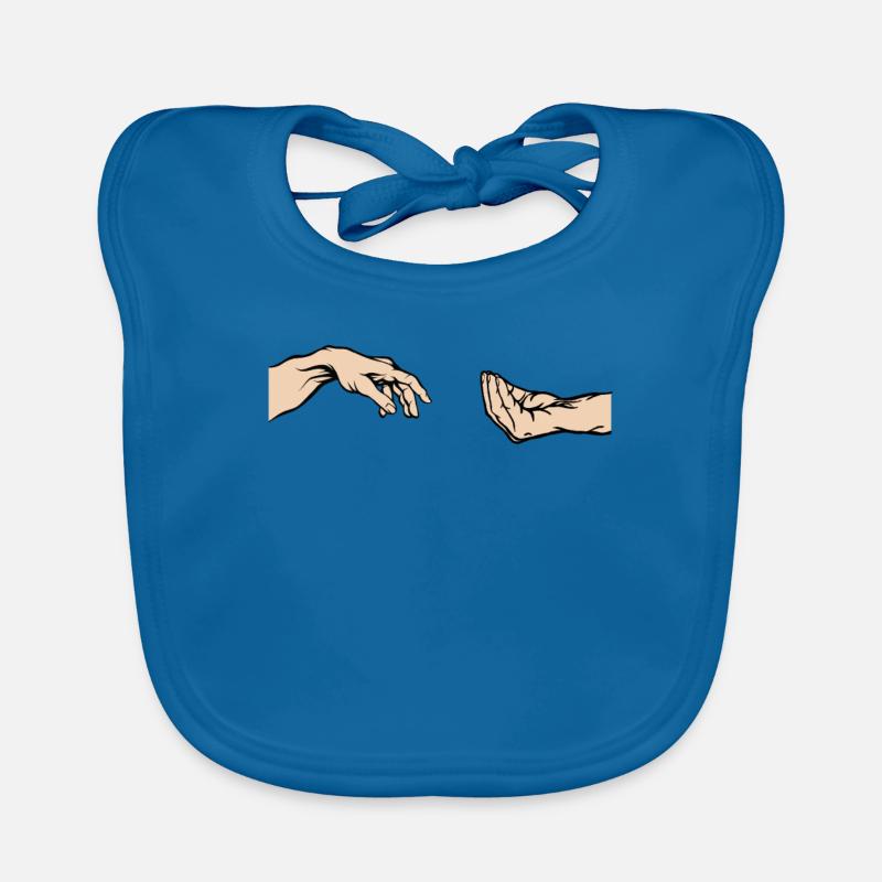 Geste de la main italien Création d'Adam Parody - Bavoir bio Bébé - bleu paon
