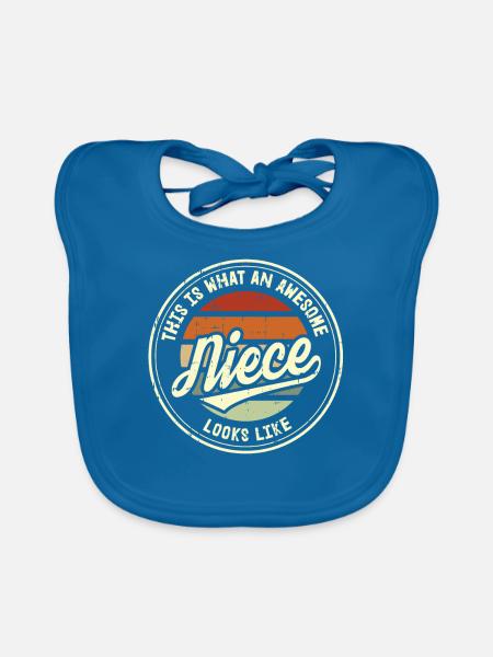 Meilleur cadeau rétro de nièce au monde - Bavoir bio Bébé - bleu paon - Devant