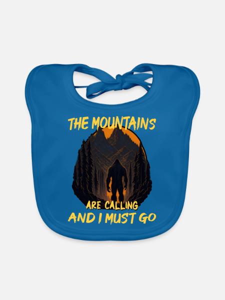 The Mountains Are Calling and I Must Go - Organic Baby Bibs - peacock-blue - Front