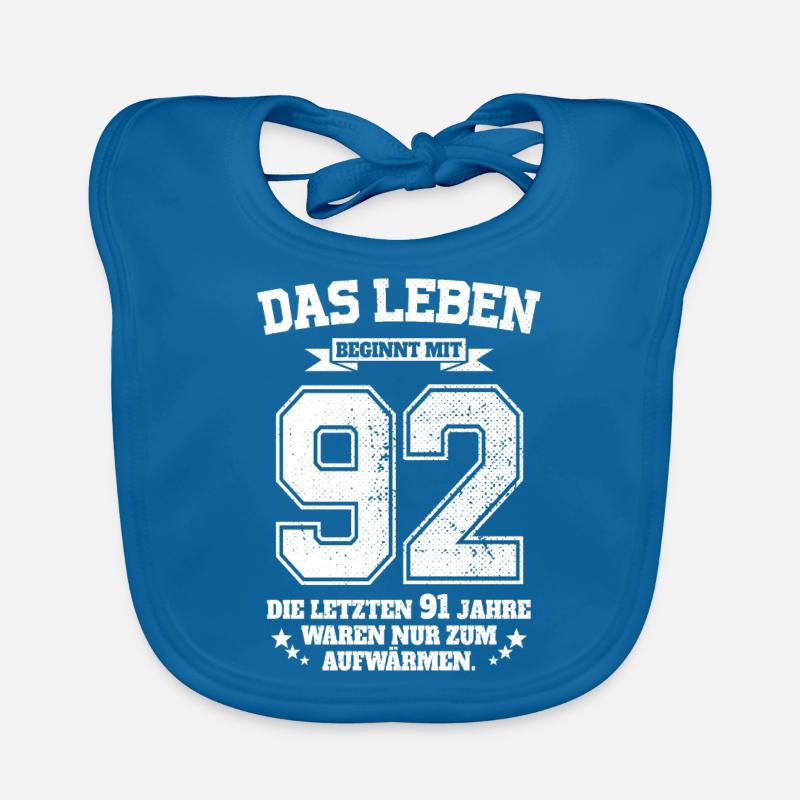 92. Geburtstag Geschenk Das Leben Beginnt Mit 92 Baby Bio-Lätzchen