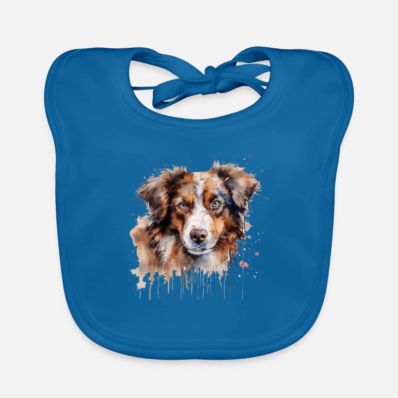 Berger australien - Bavoir bio Bébé - bleu paon