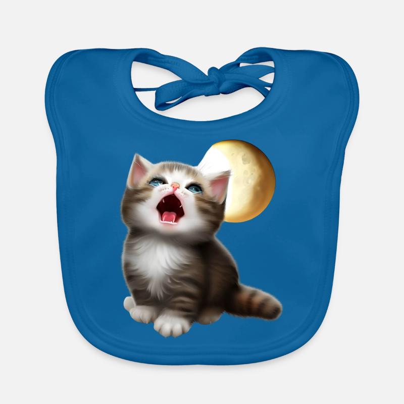 Chat miaulant vers la lune Bavoir bio Bébé