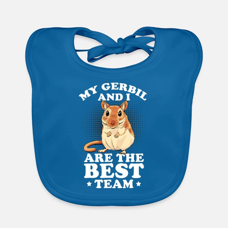 Gerbille - Bavoir bio Bébé - bleu paon
