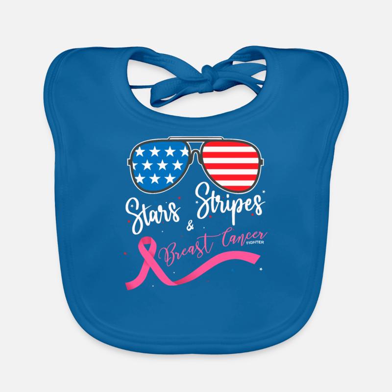 Drapeau américain Lunettes de soleil Rayures Rayures Poitrine - Bavoir bio Bébé - bleu paon