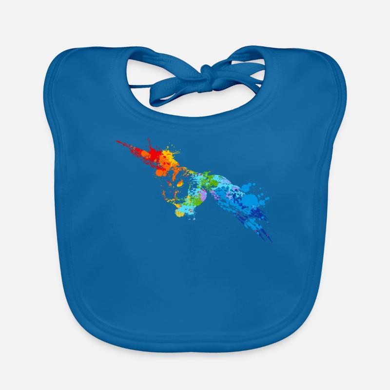 Sprühfarbe Eule Bunte Eule - Baby Bio-Lätzchen - Pfauenblau
