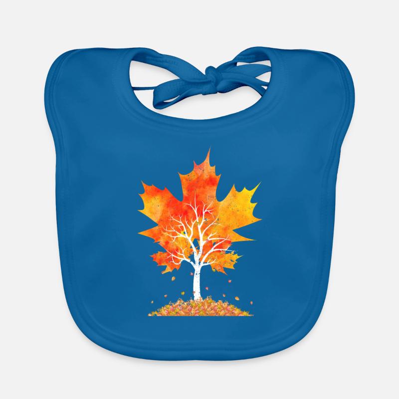 Maple Leaf Autumn Tree Red Yellow Orange Autumn Leaf Organic Baby Bibs