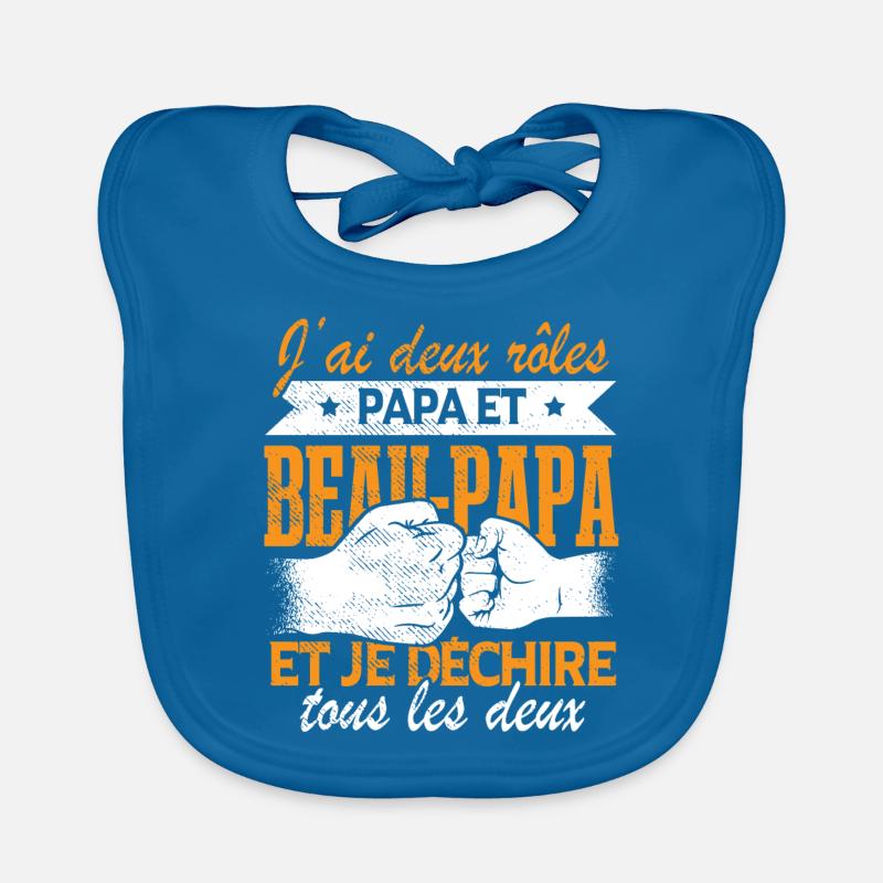 Papa Et Beau-Papa - Bavoir bio Bébé - bleu paon