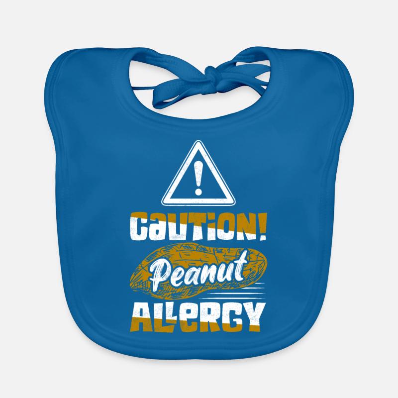 Caution! Peanut Allergy Nut Allergic Awareness - Baby Bio-Lätzchen - Pfauenblau