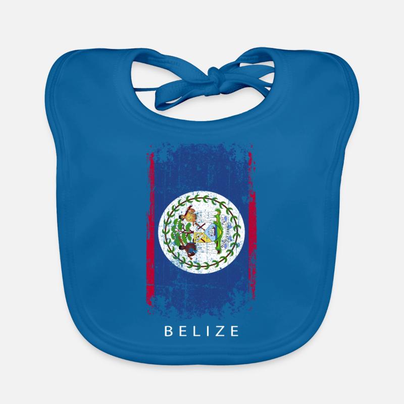Souvenir avec le drapeau du Belize - Bavoir bio Bébé - bleu paon