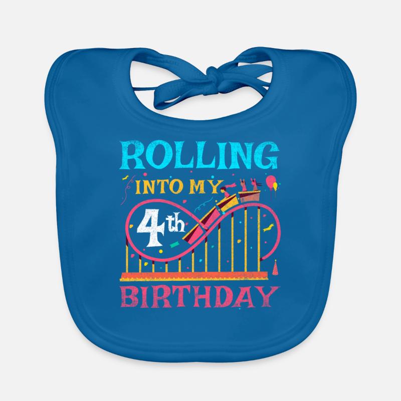Roller Coaster Kid - Rolling Into My 4th Birthday Bavoir bio Bébé