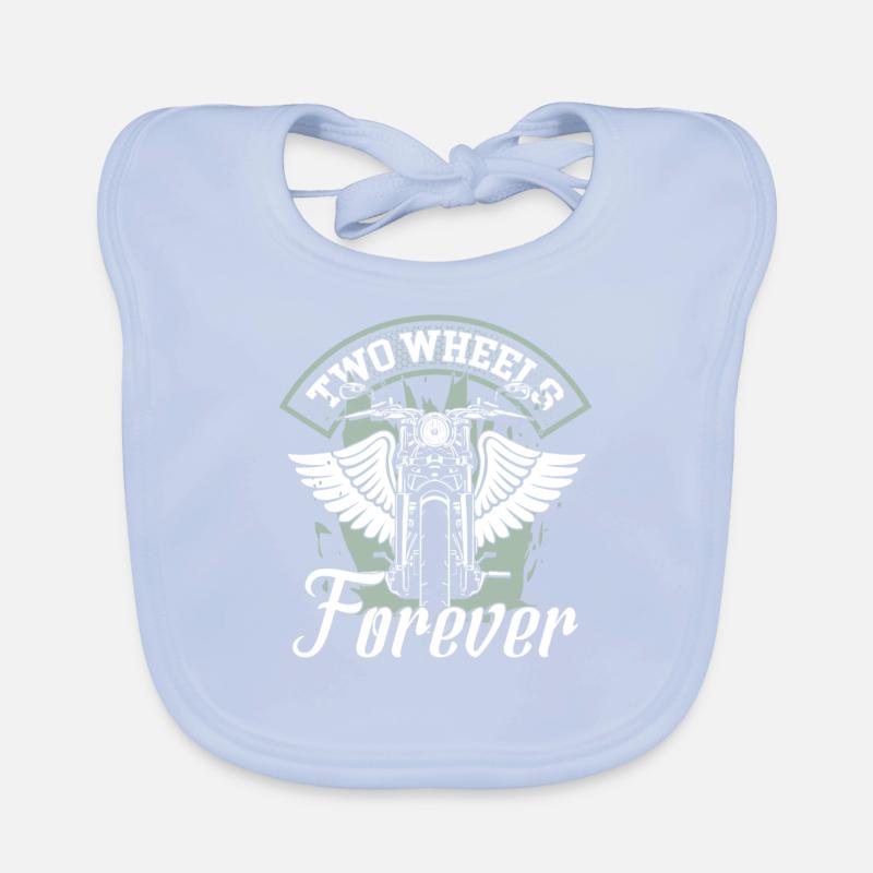 Two Wheels Forever Motorcycle Lover Organic Baby Bibs