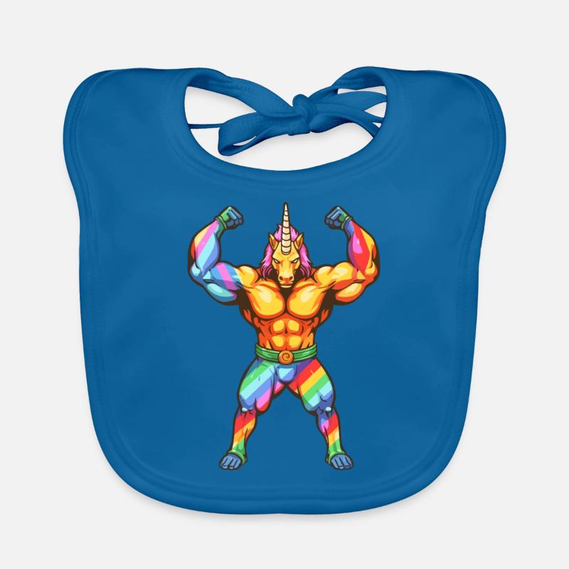 Bodybuilder Einhorn Design - Unicorn Bodybuilder Baby Bio-Lätzchen