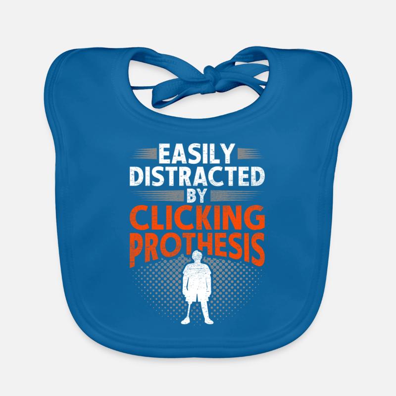 Leg prosthesis Distracted By Clicking Prothesis Organic Baby Bibs