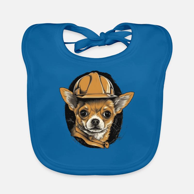 Chihuahua | Bauarbeiter | Bau | Bagger | Baustelle Baby Bio-Lätzchen