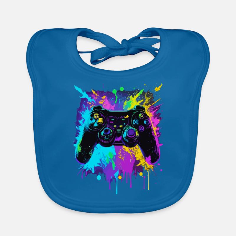 farbenfroher Graffiti Gaming Controller Baby Bio-Lätzchen