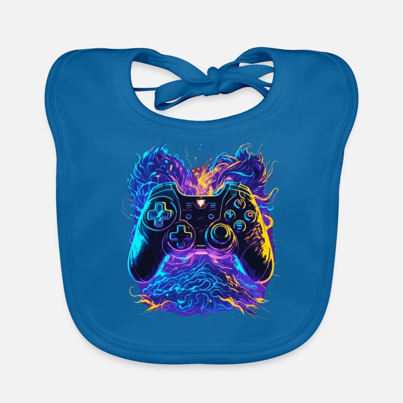Neon Colors Graffiti Gaming Controller Organic Baby Bibs
