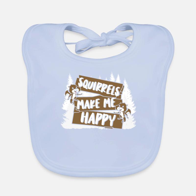 Squirrels Make Me Happy Grey Squirrel Organic Baby Bibs