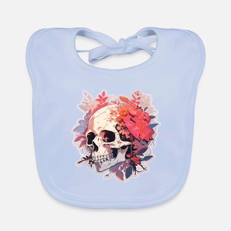 Crâne Crâne Fleurs Crânes Bavoir bio Bébé