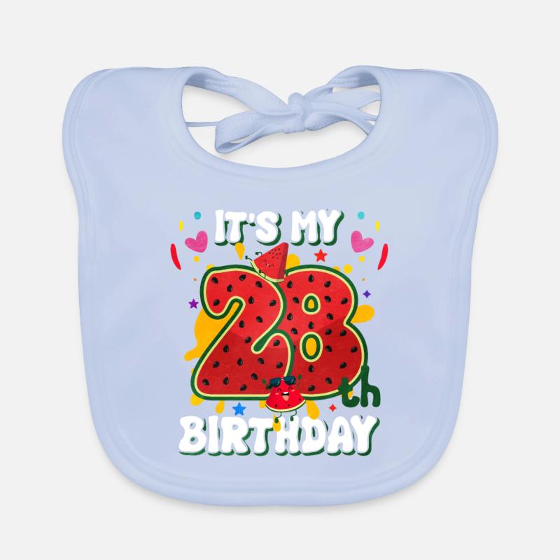 28th Birthday Watermelon Summer Gift Organic Baby Bibs