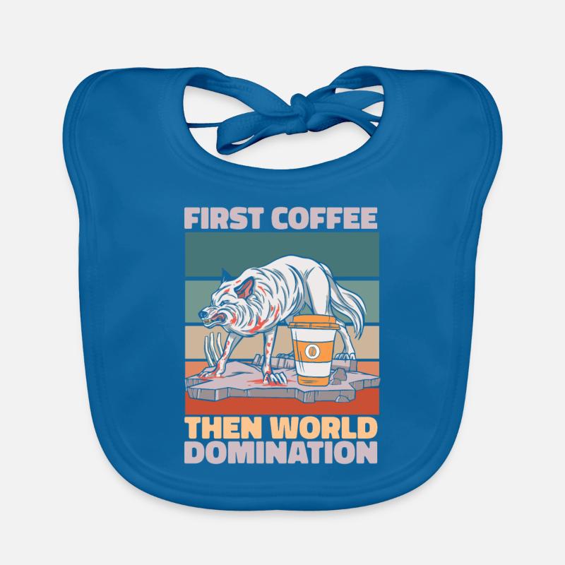 Wolf Kaffee - Baby Bio-Lätzchen - Pfauenblau