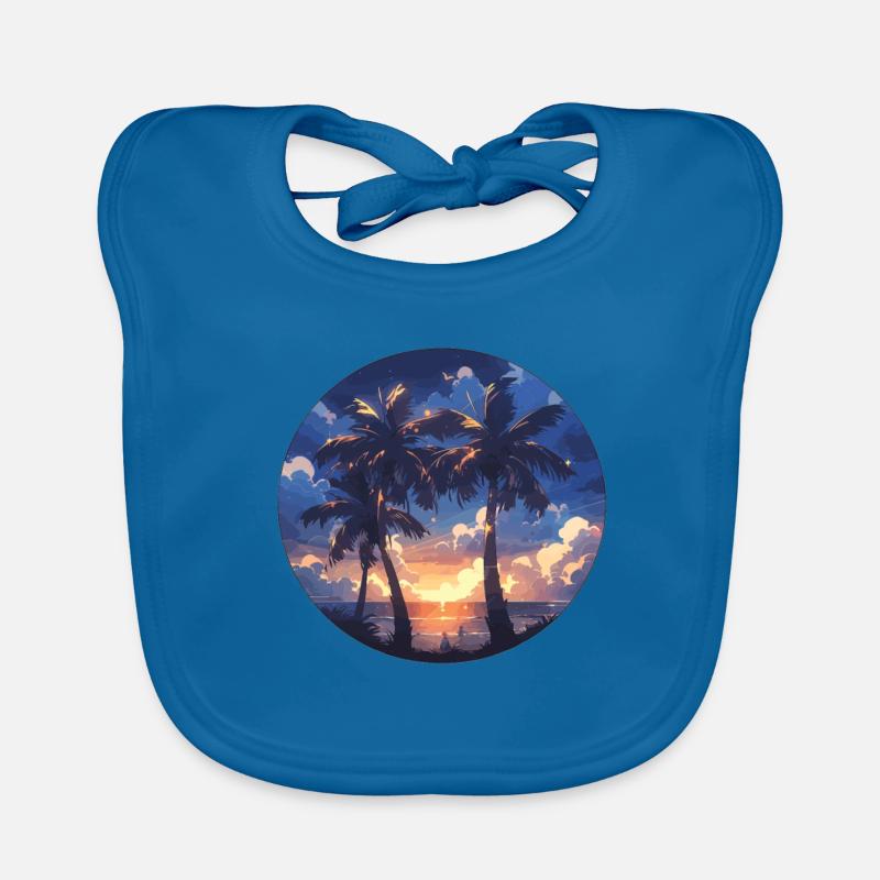 Palm tree palm tree palm tree sunset palm beach Organic Baby Bibs