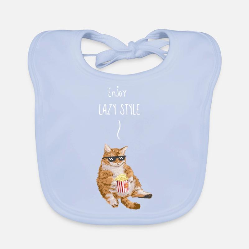 Gros chat mangeant du maïs soufflé Bavoir bio Bébé