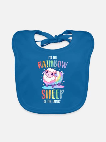 Rainbow Sheep LGBTQ Transgender Pride Community - Bavoir bio Bébé - bleu paon - Devant