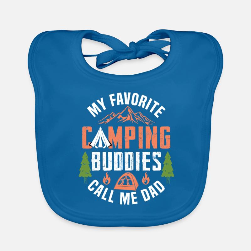 Mes copains de camping préférés Appelez-moi papa - Bavoir bio Bébé - bleu paon