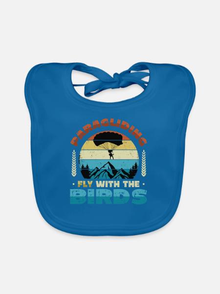 Paragliding, Fly With The Birds - Organic Baby Bibs - peacock-blue - Front