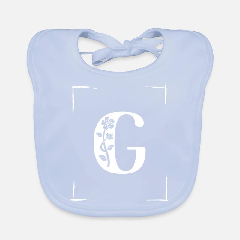 letter G initial Organic Baby Bibs