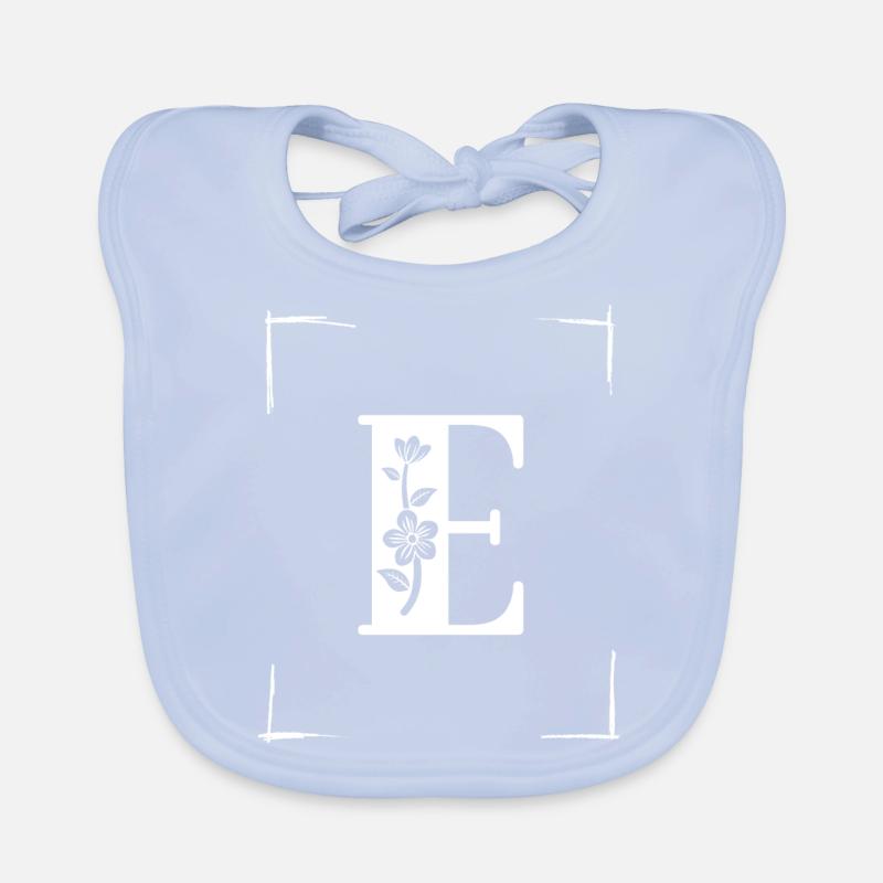 letter E initial Organic Baby Bibs