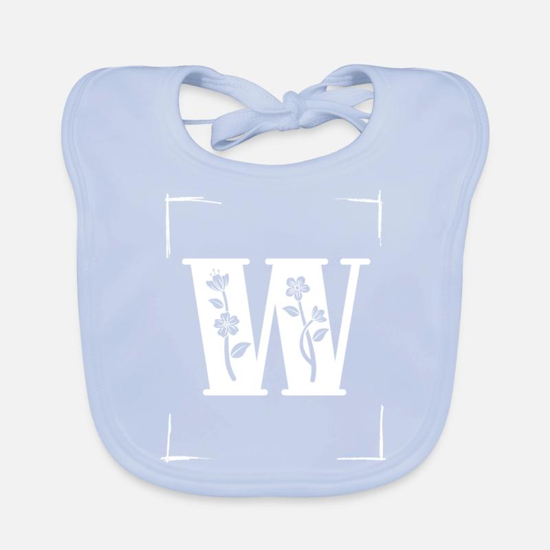 letter W initial Organic Baby Bibs