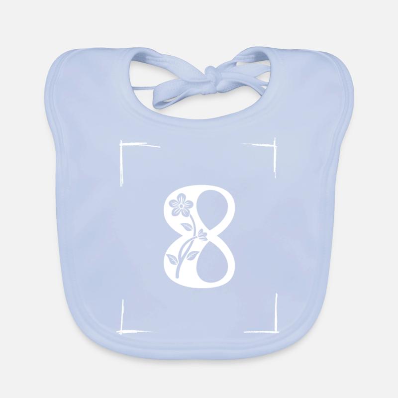 number 8 initial Organic Baby Bibs