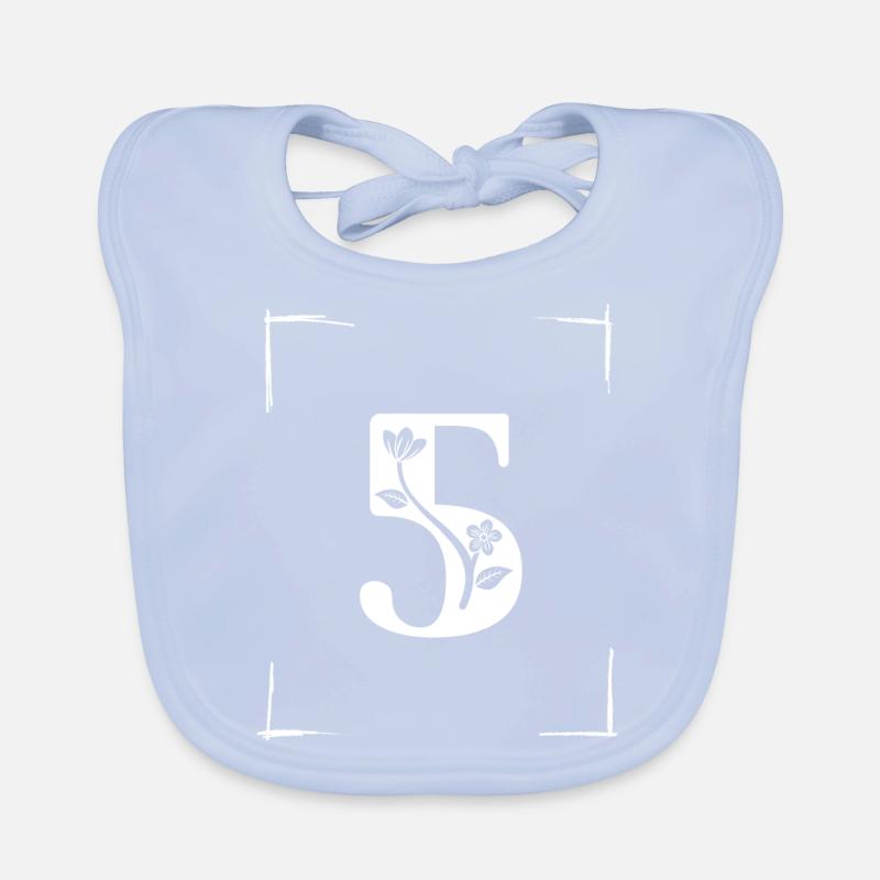 number 5 initial Organic Baby Bibs
