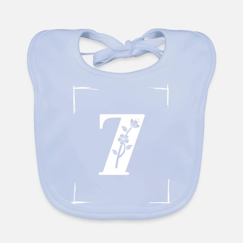 number 7 initial Organic Baby Bibs