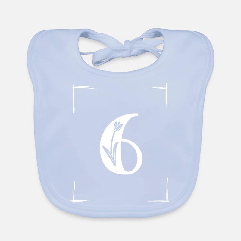 number 6 initial Organic Baby Bibs